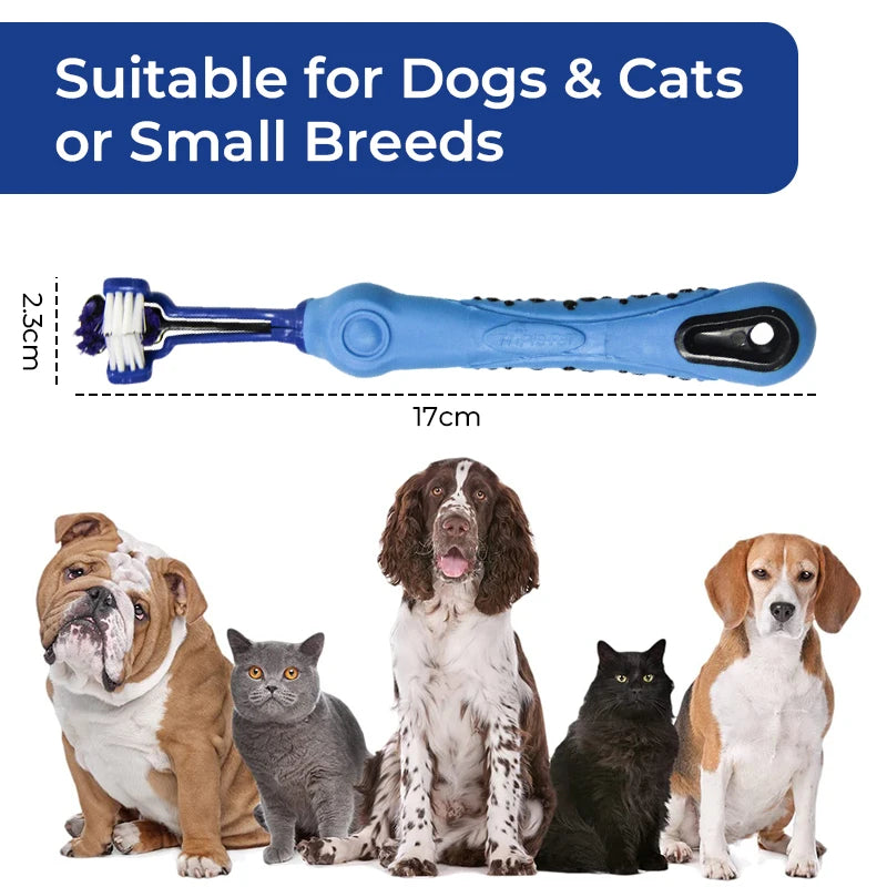 Three-Head Multi-angle Sided Pet Toothbrush