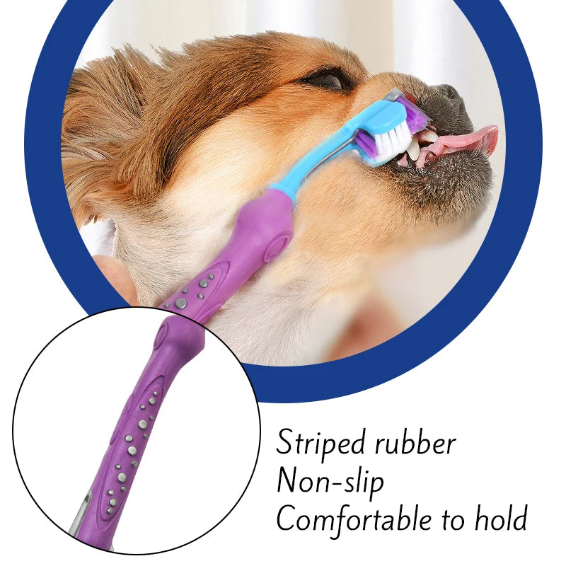 Three-Head Multi-angle Sided Pet Toothbrush
