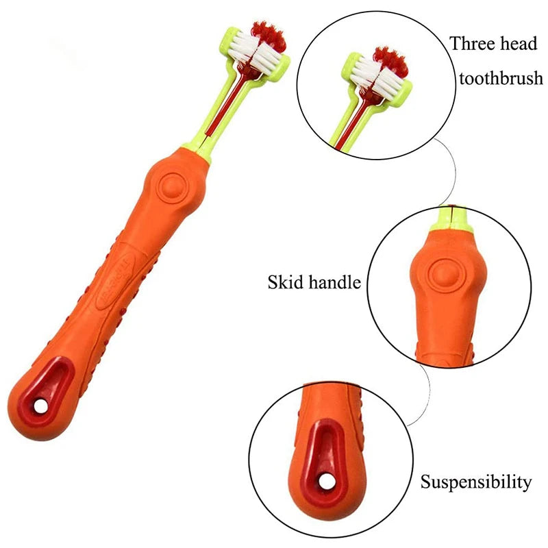 Three-Head Multi-angle Sided Pet Toothbrush