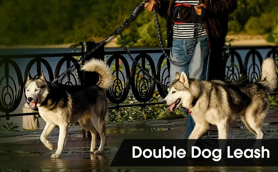 Walking Dogs Collars Reflective Dual Leash