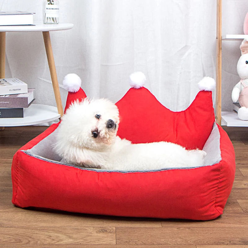 Winter Warm Luxurious Crown Puppy Dog&Cat Sofa Bed