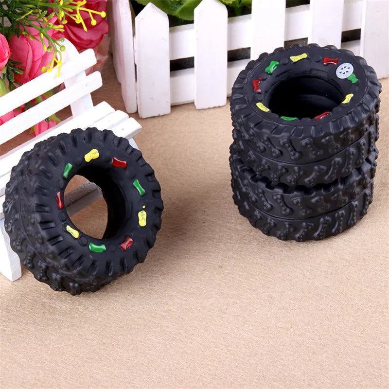 Bite Resisting Chew Squeaker Rubber Tires Toy