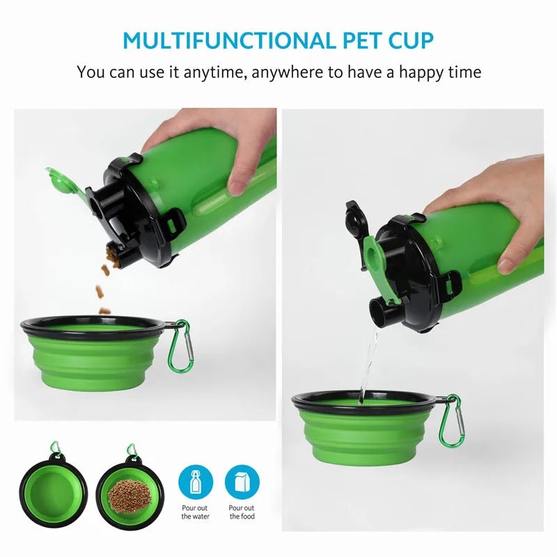 2 in 1 Folding Bowl Feeder Dog Water Bottle