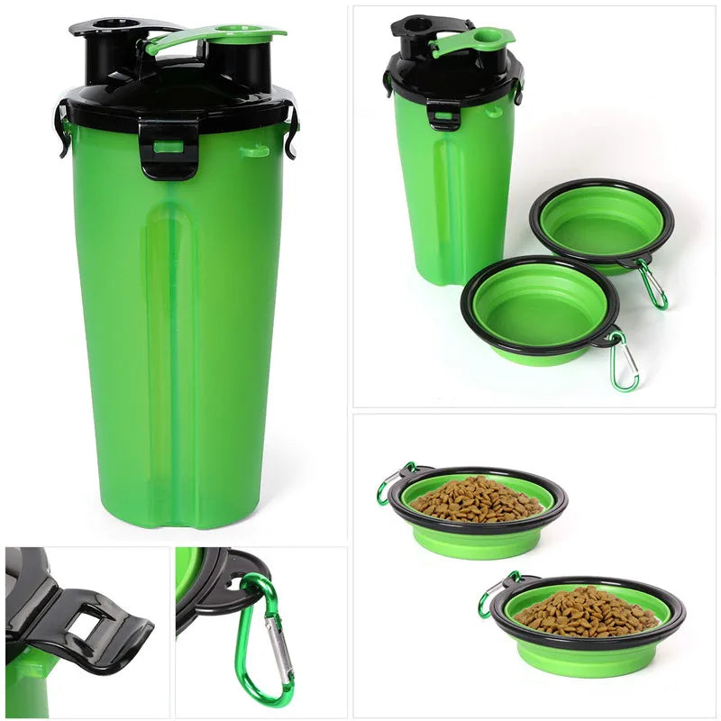 2 in 1 Folding Bowl Feeder Dog Water Bottle