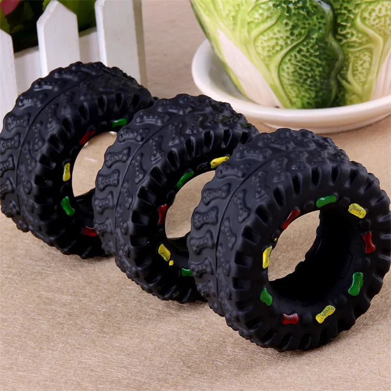 Bite Resisting Chew Squeaker Rubber Tires Toy