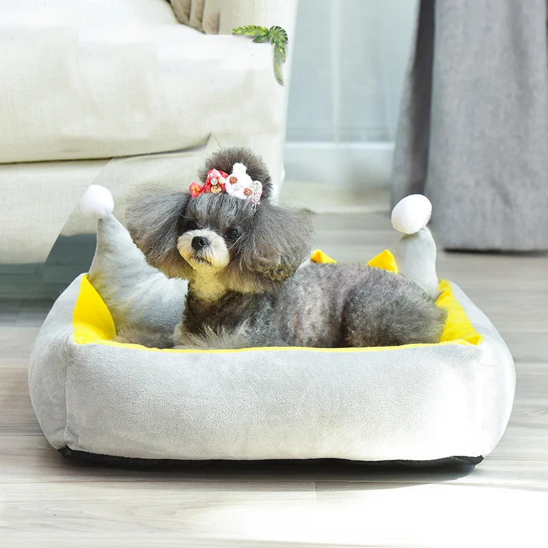 Winter Warm Luxurious Crown Puppy Dog&Cat Sofa Bed