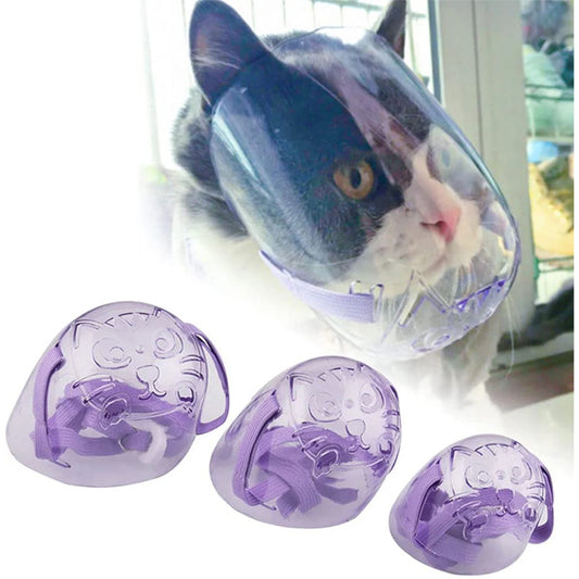 Breathable Cat Muzzle Mouth Guard From Biting & Chewing Grooming Restraint