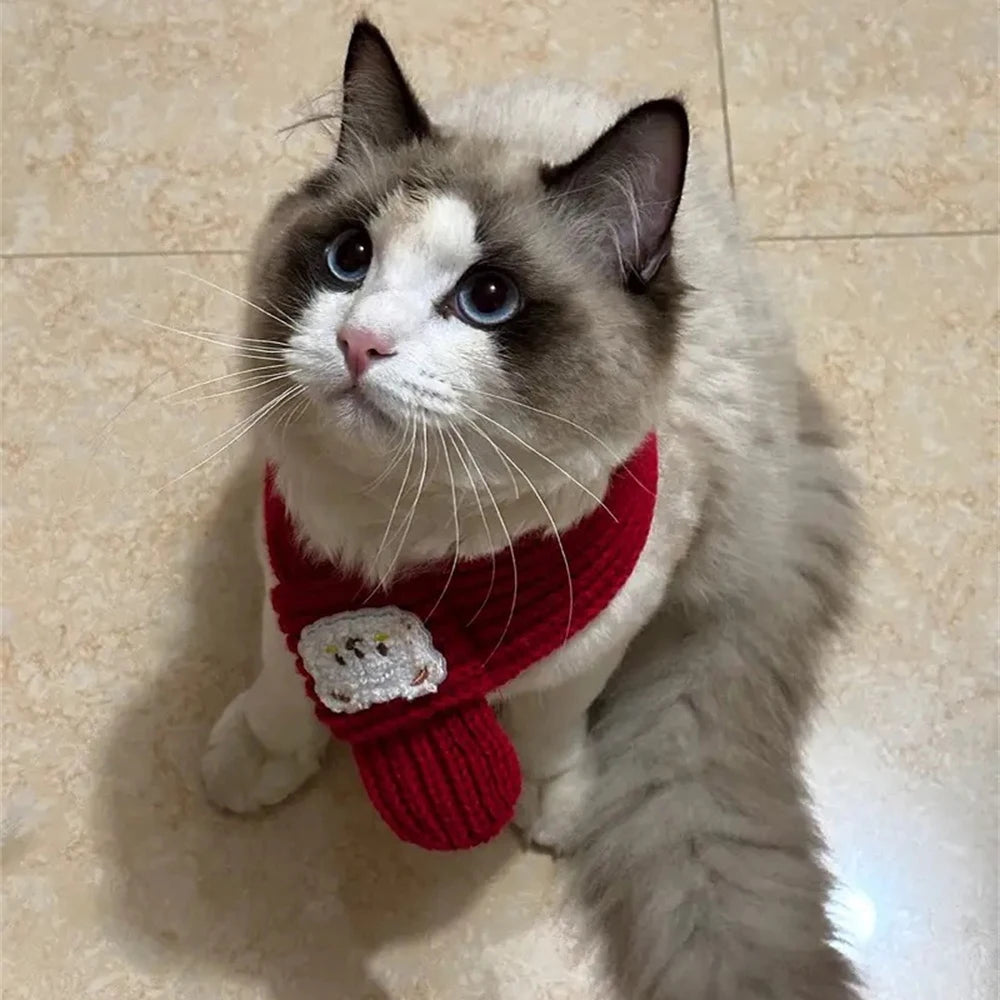 Festive Winter Warm Cat Scarf