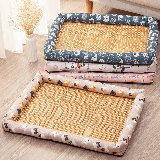 Cooling Sofa & Breathable Pad Moisture-proof Rattan Wear Cat Mat