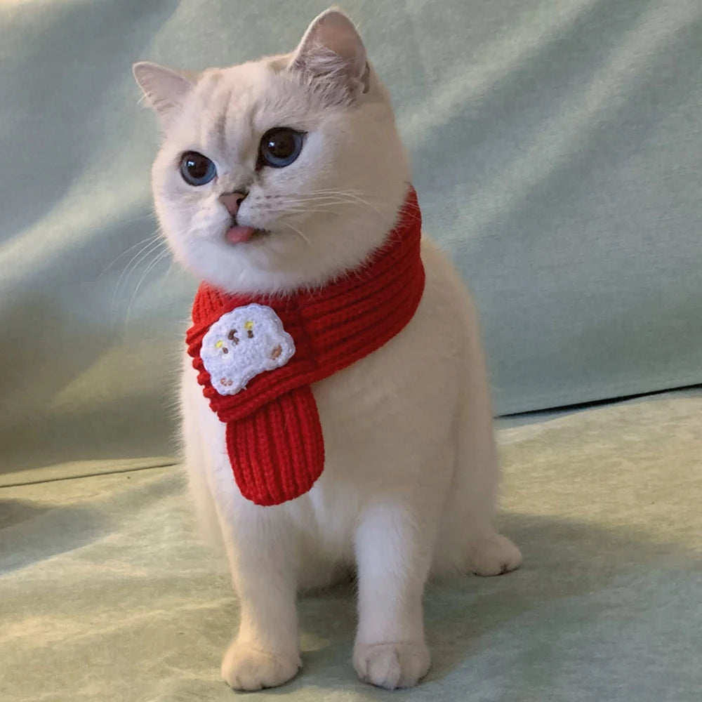 Festive Winter Warm Cat Scarf