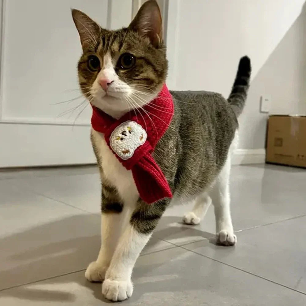 Festive Winter Warm Cat Scarf