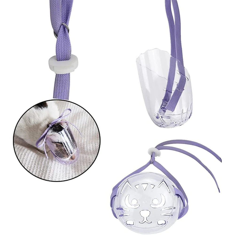 Breathable Cat Muzzle Mouth Guard From Biting & Chewing Grooming Restraint