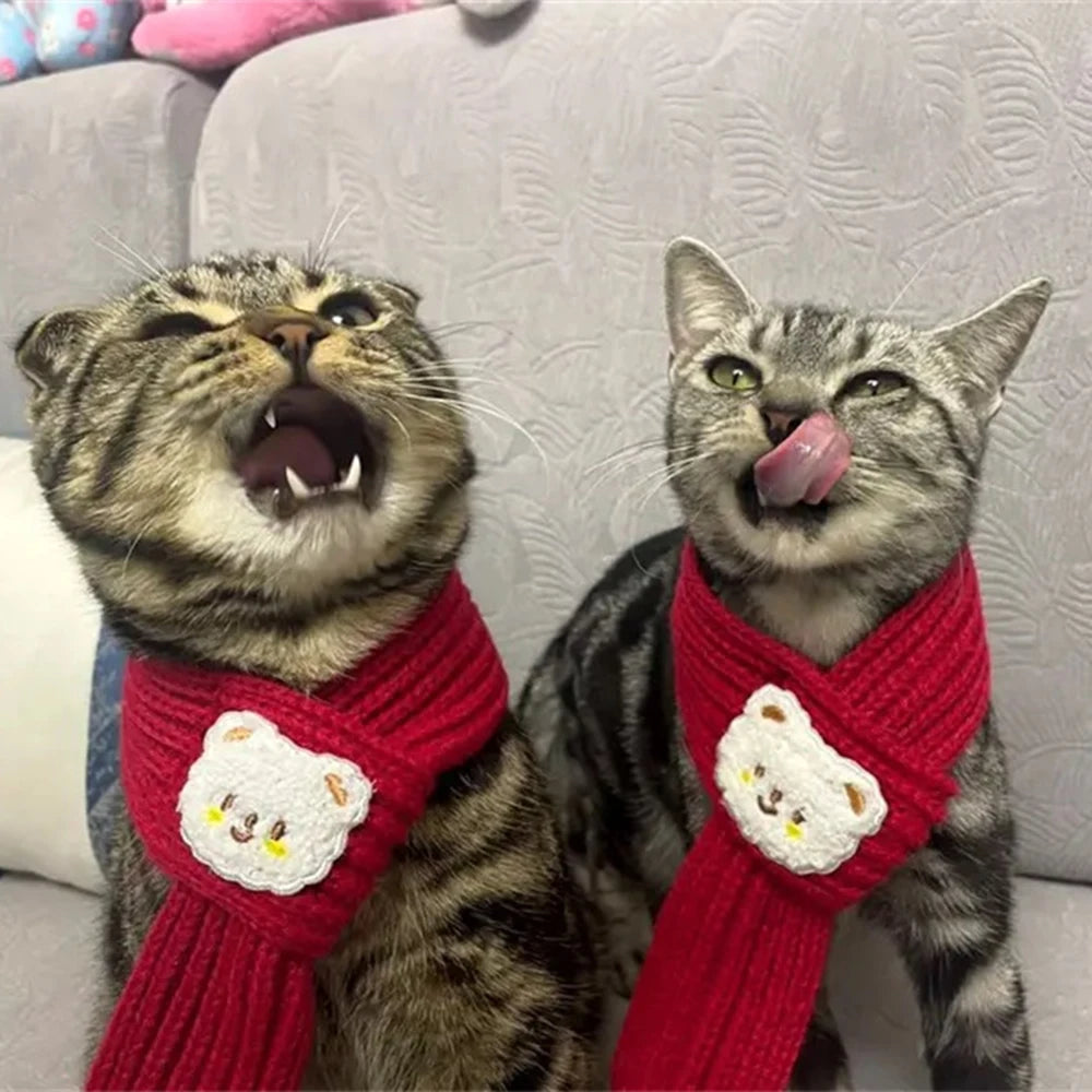 Festive Winter Warm Cat Scarf