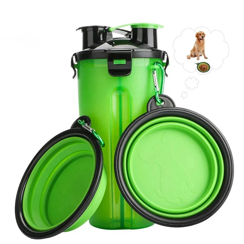 2 in 1 Folding Bowl Feeder Dog Water Bottle