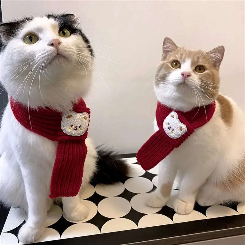 Festive Winter Warm Cat Scarf