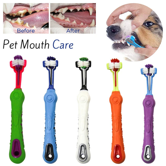 Three-Head Multi-angle Sided Pet Toothbrush